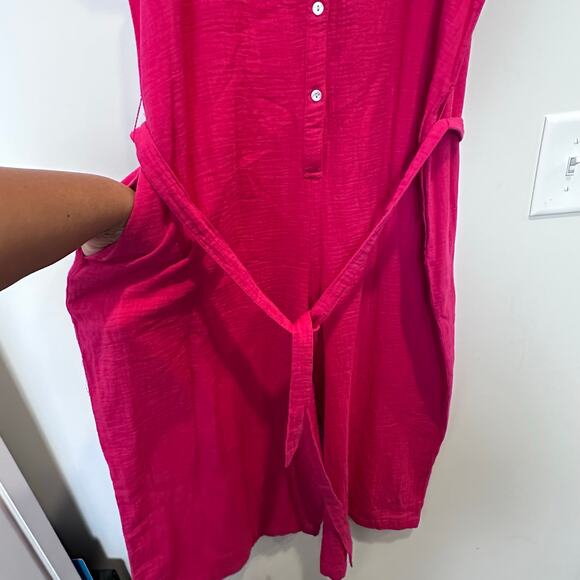 Tommy Bahama Coral Isle Belted Cotton Jumpsuit Crop Wide Leg Size Large - Picture 9 of 13